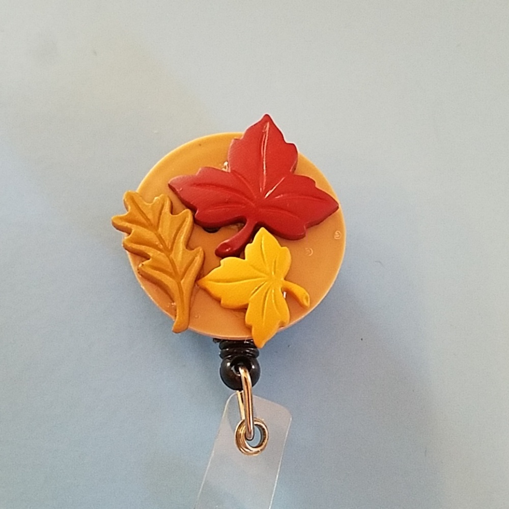 Fall Leaves Retractable Name Badge Holder